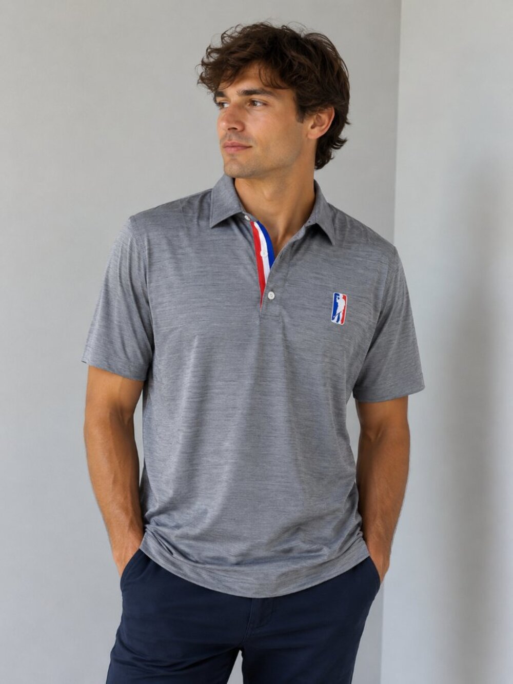 USAG U Suck At Golf Performance Polo Shirt Gray Heather Men's Large